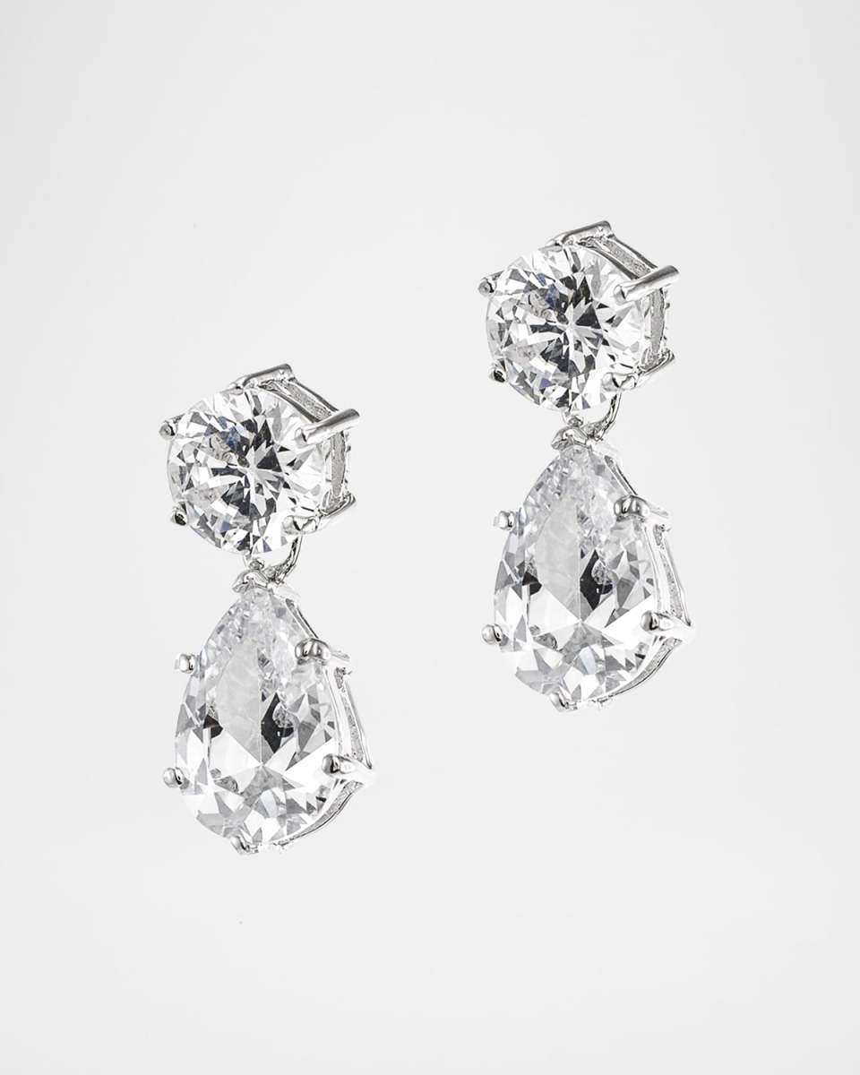 Classic Cubic Zirconia Round-Post Pear-Drop Earrings